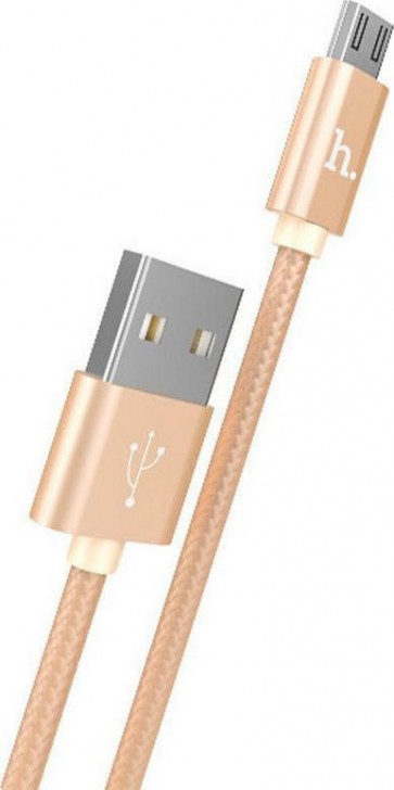 Hoco Braided USB 2.0 to micro USB Cable Χρυσό 1.0m (X2)
