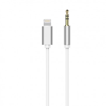 Adapter HF/audio for iPhone Lightning 8-pin + Jack 3,5mm white cable (male)
