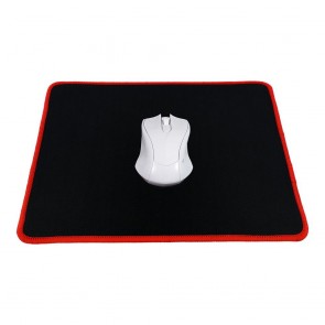 Gaming mousepad 300 x 240 x 3 mm black with red stitching