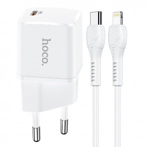 HOCO travel charger Type C + cable to iPhone Lightning 8-pin Power Delivery 20W Starter N10 white