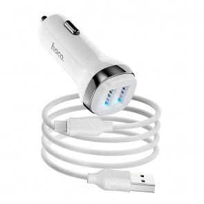HOCO car charger 2x USB A + cable USB A to Micro 2,4A Z40 white