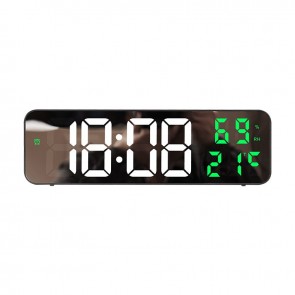 Electronic wall clock with date and temp. green MDBLC
