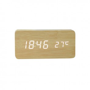 Electronic desk clock with weather station, wood color NSD-5020