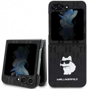 Original faceplate case KARL LAGERFELD KLHCZF5SAPCHNPK for Samsung Z Flip 5 (Saffiano Mono Choupette PIN / black)