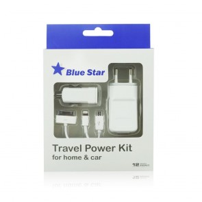 4in 1 set for iPhone 3G/4/5/Micro USB 1A NEW BLUE STAR