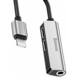 BASEUS adapter HF from for Apple Lightning 8-pin to 2x Apple Lightning 8-pin + Jack 3,5mm L52 CALL52-S1 silver-black
