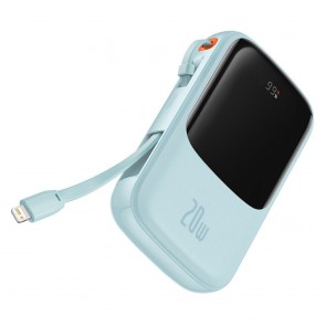 Power Bank BASEUS QPow - 10 000mAh LCD Quick Charge PD 20W with cable to Lightning 8-pin blue PPQD020003
