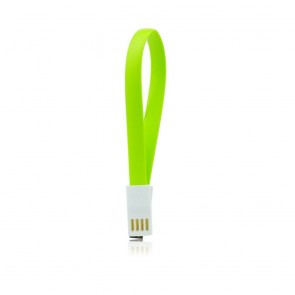 USB Cable with magnet  - micro USB universal 20 cm green