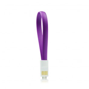 USB Cable with magnet  - micro USB universal 20 cm purple