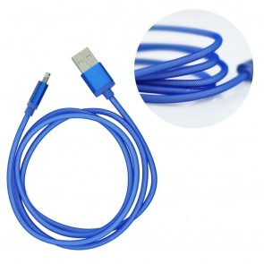 Metal USB Cable  - micro USB universal blue