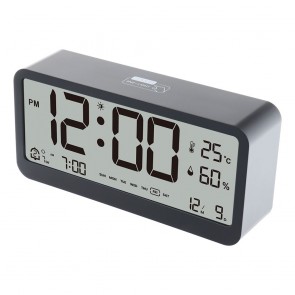 Electronic desk clock with weather station, black MK8001