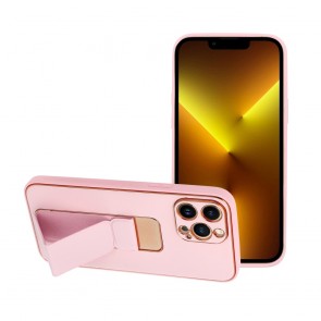 Forcell LEATHER Case Kickstand for IPHONE 13 PRO pink