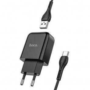 HOCO travel charger USB + cable Type C 2A N2 Vigour black