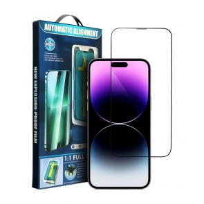 5D Full Glue Tempered Glass for iPhone 14 Pro Max black + applicator