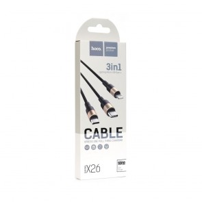 HOCO cable USB cable X26 Xpress for iPhone Lightning 8-pin+Micro+Type-c black&gold