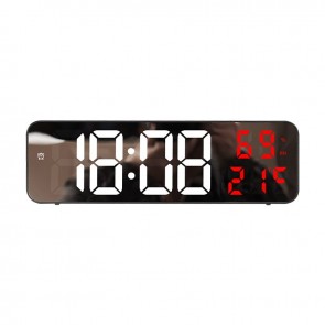 Electronic wall clock with date and temp. red MDBLC