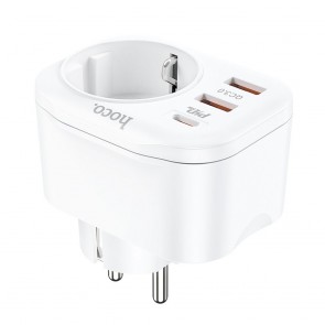HOCO charger multifunctional charger Type C PD20W + 2x USB QC3.0 3A + socket NS3 white
