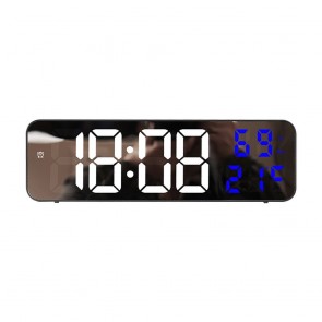 Electronic wall clock with date and temp. blue MDBLC
