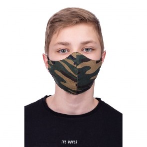 Profiled face mask for kids 8-12 - black camo