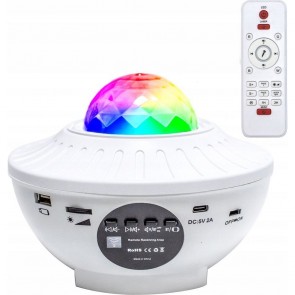 Projector STARS night lamp with bluetooth speaker + remote control + USB BTM0504-B white