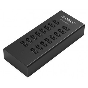 ORICO USB 2.0 Hub H1613-U2-123A-BK, 16x USB ports, μαύρο