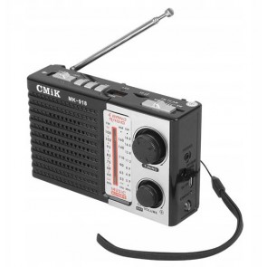 SMIC φορητό ραδιόφωνο & ηχείο MK-918 με φακό, BT/USB/TF/AUX, μαύρο